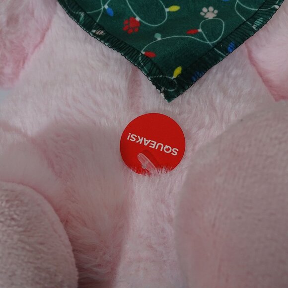 Petsmart Wish Soft Pink Plush Pig Squeaky Toy Christmas Bandana Stuffed Animal - Picture 5 of 10